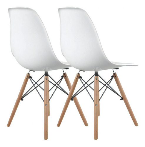 Set 2 Sillas Tipo Eames De Comedor Modernas Colores Color Del Asiento Blanco