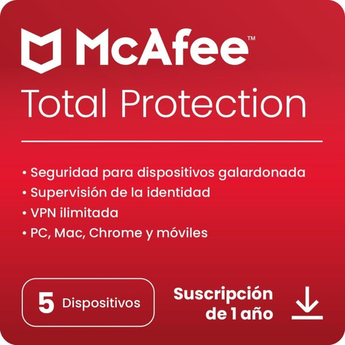 Mcafee® Total Protection 5 Dispositivos 1 Año