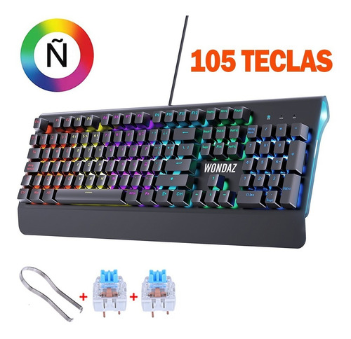Imagen 1 de 6 de Teclado Gamer Español Con Ñ Led Alambrico Teclado Mecanico