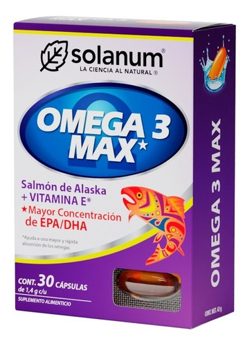 Solanum Omega 3 Salmón De Alaska + Vitam A, D, E, 30caps