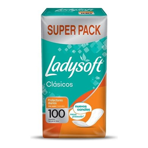 Imagen 1 de 2 de Protectores Diarios Ladysoft Clásico 100 Unidades