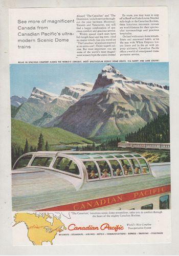 1959 Ferrocarril Canadian Pacific  Publicidad Usa Vintage 