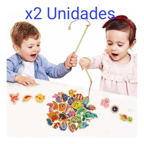 Juego Didactico. Caña De Pescar Y Peces. Set De 2 Blíster