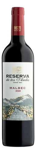 Vinho Argentino Tinto Fino Seco Reserva De Los Andes Malbec