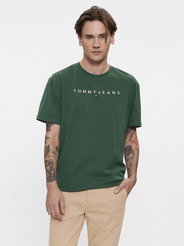 Polera Regular Linear Logo Verde Tommy Jeans