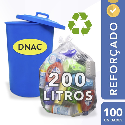 Saco De Lixo Transparente De Plástico 200l Grosso 100un