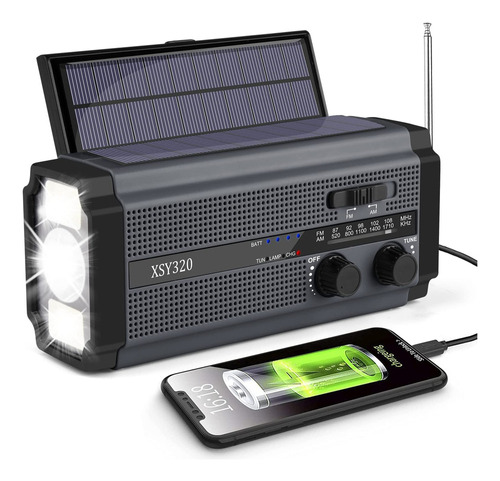 Radio Solar Sos De Manivela Con Lámpara De Emergencia