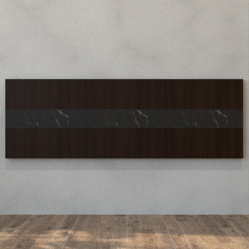 Cabecera Matrimonial De Pared Minimalista Con Carrara Negro Color Chocolate Texturizado /carrara