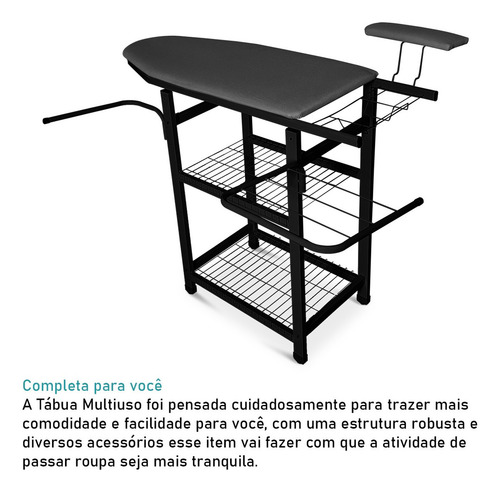 Passadeira Tabua De Passar Mesa De Passar Roupa Multiuso Cor Tábua De Passar Multiuso Preta Lisa