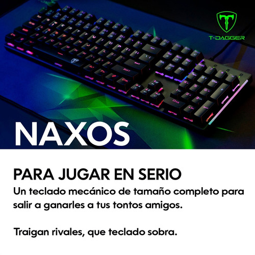 Imagen 2 de 8 de Teclado Gamer Mecánico T-dagger Tgk-310 Naxos, Rgb / Rainbow