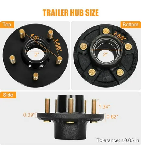 Kit De 2 Ejes De Remolque 5 Tornillos 4 5 Para
