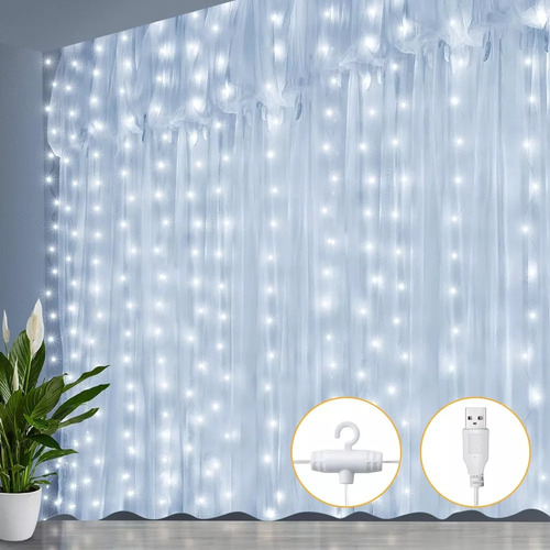 . Lámpara De Cortina Led De Alambre De Cobre, 6 X 3 Metros,