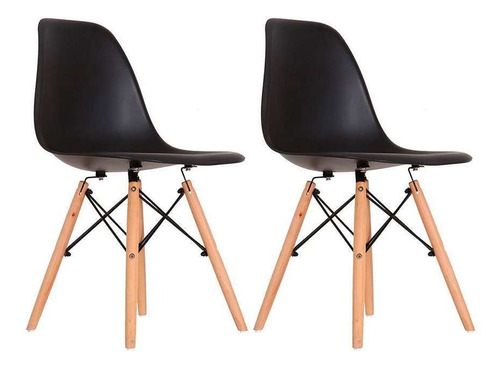 Conjunto Com 2 Cadeiras Charles Eames I Preto