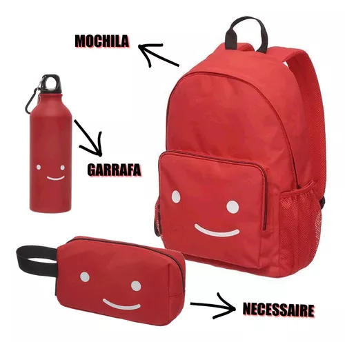 Presente De Natal Mochila Escolar + Necessaire E Garrafa