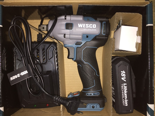 Chave Impacto 18v Wesco Ws2407 Brush + Carreg Bat 2a E Acess