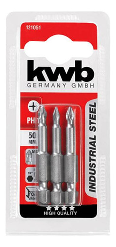 Juego Puntas Phillips Hexagonal Ph1 3 Pcs Kwb 121051