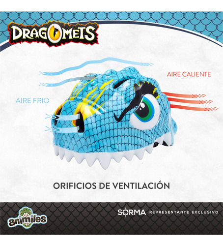 Imagen 5 de 10 de Casco Bicicleta Para Niños Infantil Dragón Bici Patín Skate
