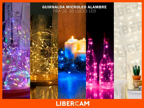 Imagen 9 de 10 de Guirnalda Microled Alambre Luz Led Rgb Amarilla Azul Rosa