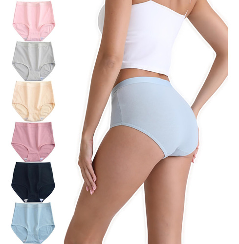 Y 6 Pcs Calzoncillos De Algodón De Talla Grande Para Mujer