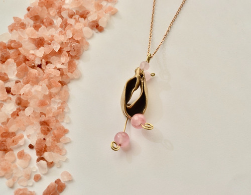 Imagen 5 de 7 de Collar Amor, Cuarzo Rosa, Modelado A Mano, Joyeria, Cod1