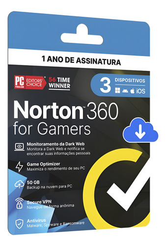 Antivírus Norton 360 For Gamers, 3 Dispositivos, 12 Meses