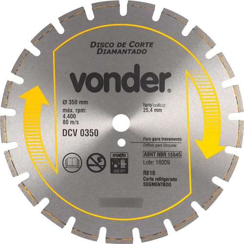 Disco De Corte Diamantado 350mm - Asfalto/concreto - Vonder