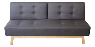 Sofa Cama Margarita - Madera Y Tapiz Color Gris Diseño De La Tela Lino