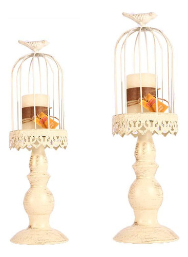 Ulalaza 2 Pieza Vintage Birdcage Candelabro Hierro Vela Cena