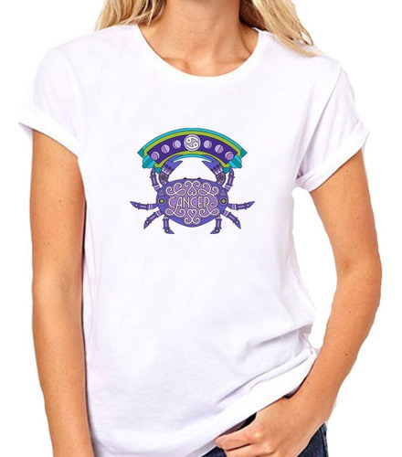 Remera De Mujer Signo Zodiaco Cancer Representacion Arte