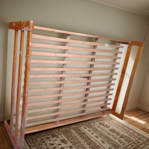 Cama De Dos Plazas De Madera Maciza Marrón Claro Clásico