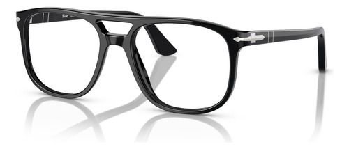 Marco cuadrado Persol Greta Po3329v 95 54, sin plaquetas, color negro brillante