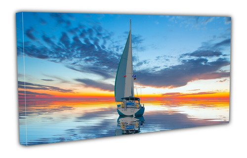 Cuadro Lienzo Canvas 70x130cm Velero Alta Mar Atardecer Foto