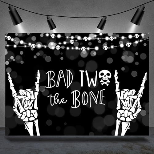 Rsuuinu Skeleton 2nd Birthday Backdrop Bad Two The 6cb6x