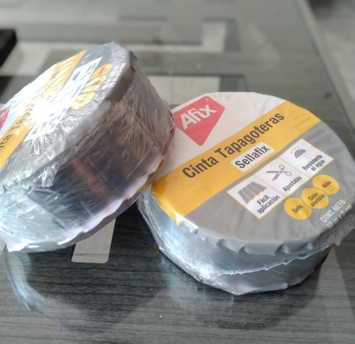 Pack 2 Cintas Afix Tapa Goteras Rollo Autoadherible 5cmx10m Negro
