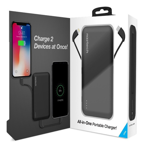 Power Bank Naztech 10000mah Lightning/usb-c Color Negro