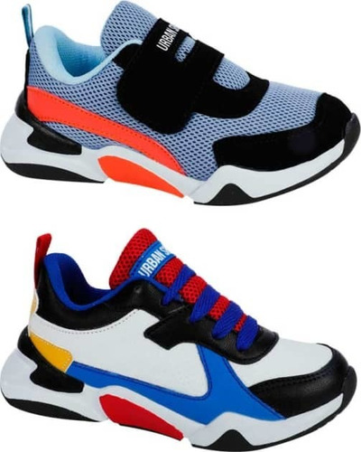 Tenis Para Niño Kit 2x1 Urban Shoes 640 Azul Blanco Negro