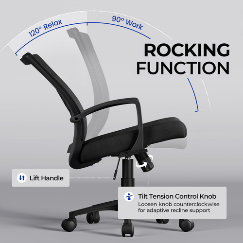 Silla De Oficina Ergonómica Ajustable Malla Negra