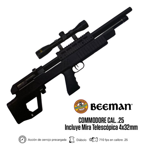 Kit Rifle Pcp Beeman Commodore .25 + Bomba