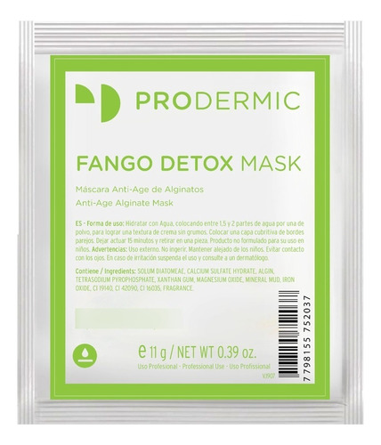 Prodermic Fango Detox Mask - Peel Off Hidroplastica 11ml Tipo de piel Grasa