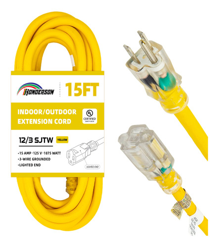 Honderson Cable De Extensin Para Exteriores Iluminado 12/3 D