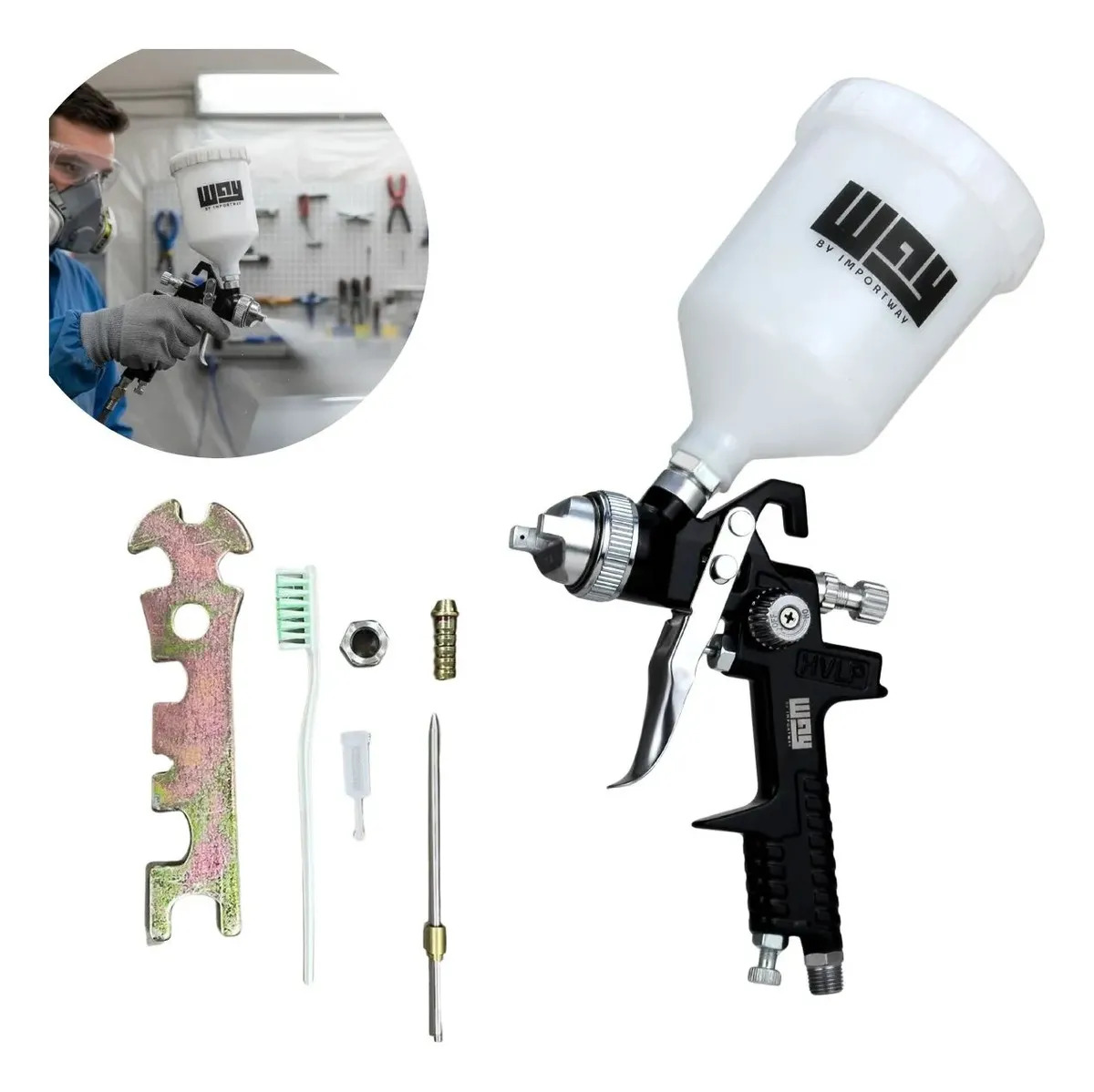 ImportWay Iwpphvlp-1b Pistola Pintura Gravidade Hvlp 1 Bico 1.4mm Caneca 600ml