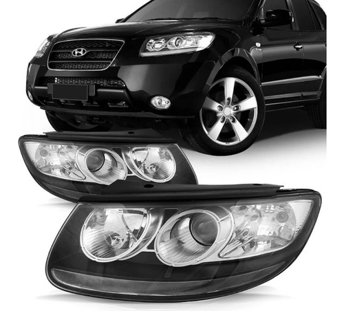 Optica P/ Hyundai Santa Fe 2007 2008 2009 2010 Fondo Negro