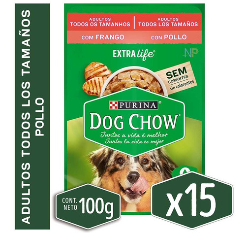 X15 Alimento Húmedo Dog Chow Perro Adulto Sabor Pollo 100g