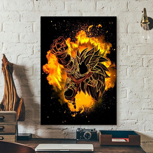 Cuadro Decorativo Goku Fase 3 Neon Efecto Artistico 35x55cm