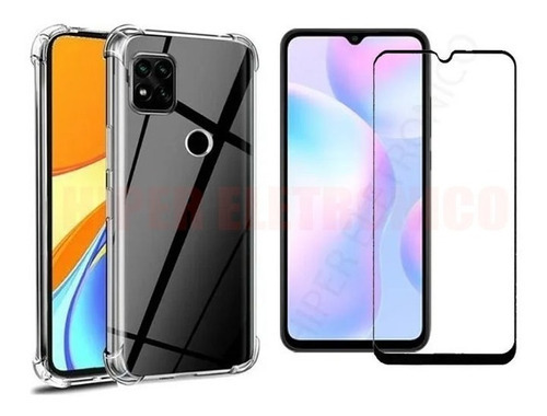 Capa Anti Impacto P/ Redmi 9 Activ + Película De Vidro 3d Cor Transparente