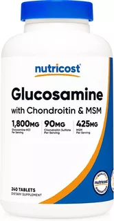 Glucosamina Con Condroitina Y Msm 240 Tabletas Para 4 Meses Sabor Sin Sabor