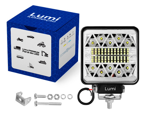 Kit 4 Refletor Luminário Farol 126w Led Quadrado Cor Da Carcaça Preto Cor Da Luz Branco Frio 6500k 12v/24v