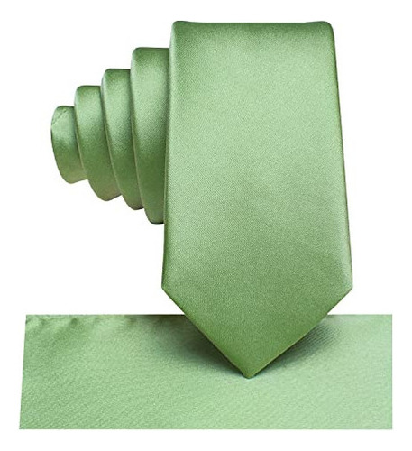 Hi-tie Corbata Verde Salvia Para Padre E Hijo, Corbata De Se