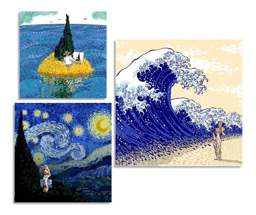 Cuadros Canvas Van Gogh Tríptico Varios Modelos Art Moderno 