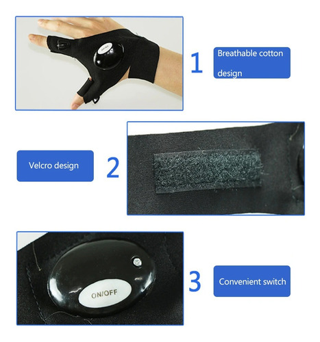 Guantes Luminosos Para Correr Con Linterna Led, Impermeables